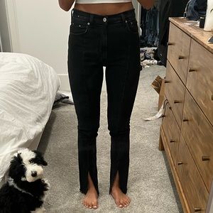 Abercrombie Split Hem Black Jeans